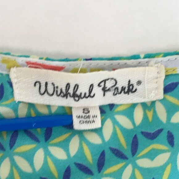 Wishful Park Scoop Neck Blouse Women's Small Chevron Geometric 3/4 Sleeves Sheer - Picture 8 of 10